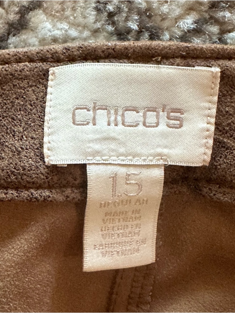 Chicos brown faux suede leather pants women’s 1.5 US 8-10 M Cowgirl festival - Picture 5 of 7